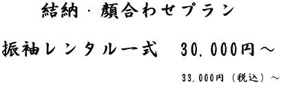 結納・顔合わせプラン  振袖レンタル一式　33,000（税込）～